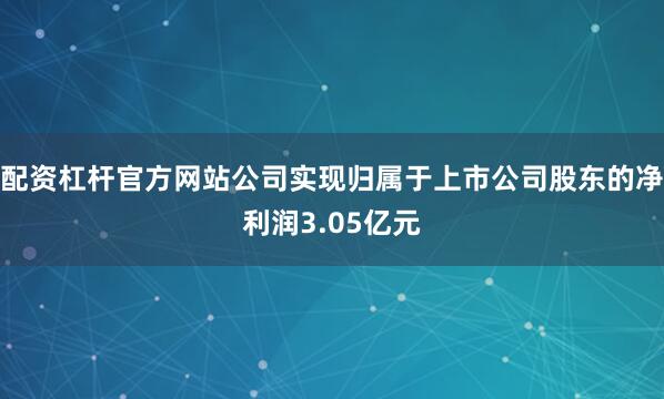 配资杠杆官方网站公司实现归属于上市公司股东的净利润3.05亿元